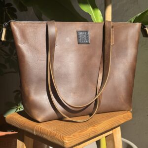 Bolso tote en ternera pull up